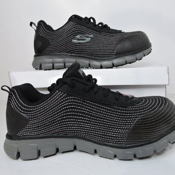 Skechers safety toe shoes, Slip Resistant, Woman's Size 7, Black. brand new - Picture 1 of 5